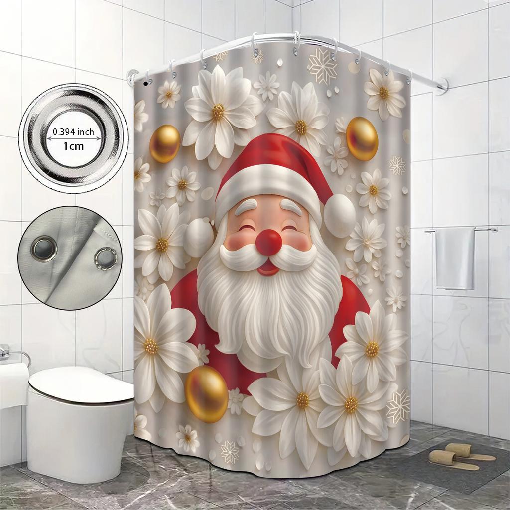 1 Stück Weihnachtsmann bedruckter wasserdichter Duschvorhang Badezimmer Trennvorhang mit 12 Haken zum Schutz der Privatsphäre Einfache Installation