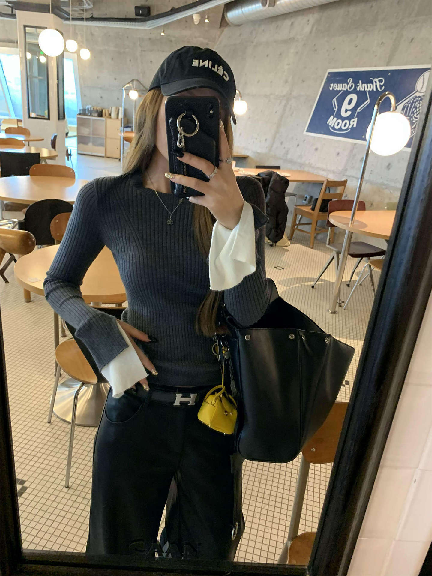 

Temperament flared sleeve top women s spring high-end sense slim and thin inner bottoming shirt fashionable knitted sweater L сірий колір