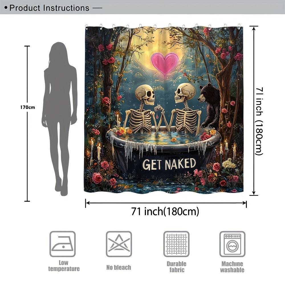 Magical Skeleton and Love Shower Curtain - Bathroom Waterproof Fabric - The Perfect Choice for Fantasy Enthusiasts