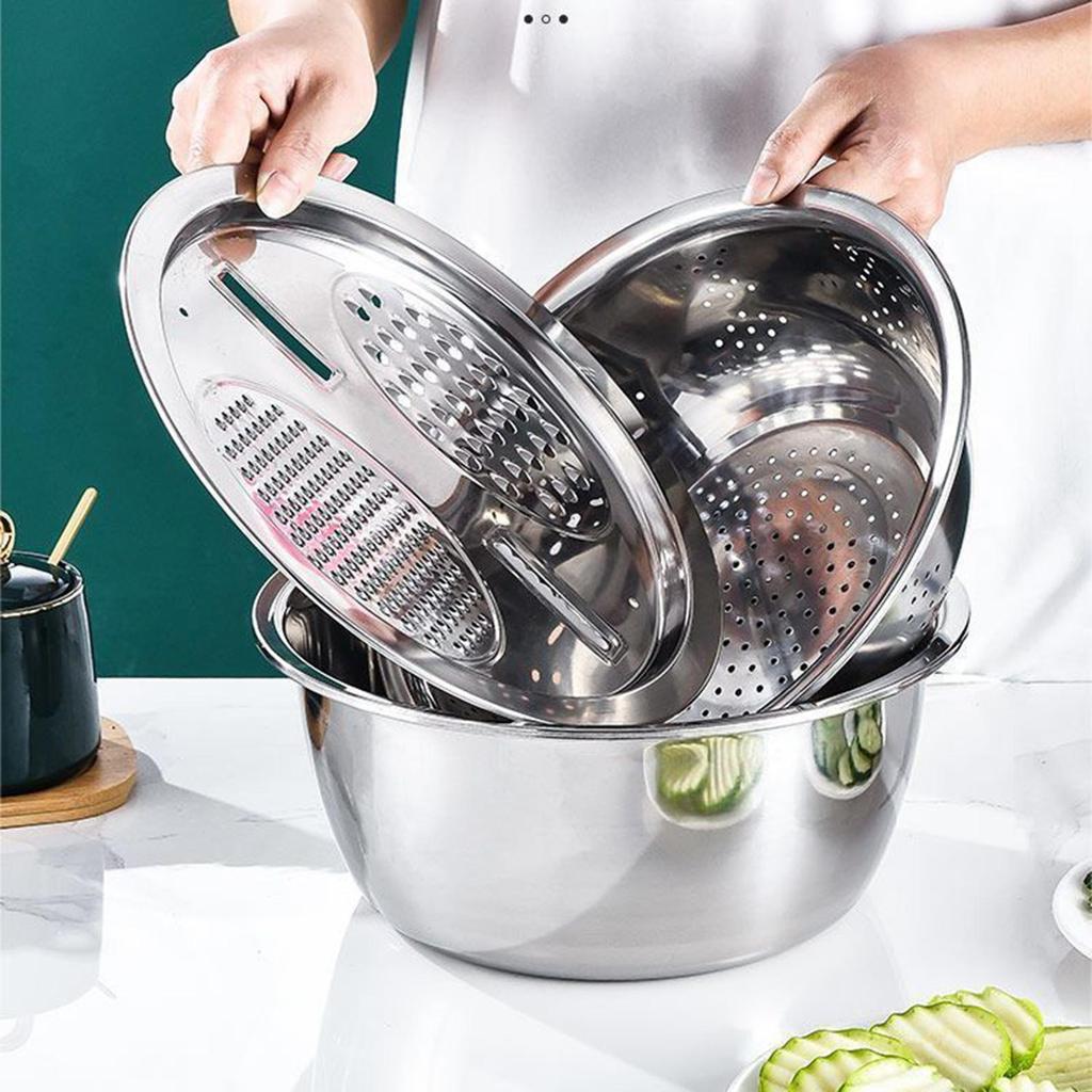 Metal Mixing Bowls Stainless Steel Shredding Basin Shredding Mixing Bowls for Baking for Serving Rinsing Food Storage Salad