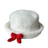 New Autumn And Winter Wool Woolen Top Hat, Small Fragrant Wind Bow Basin Hat, Women'S Dome Shows The Face, Small Warm Plush Hat