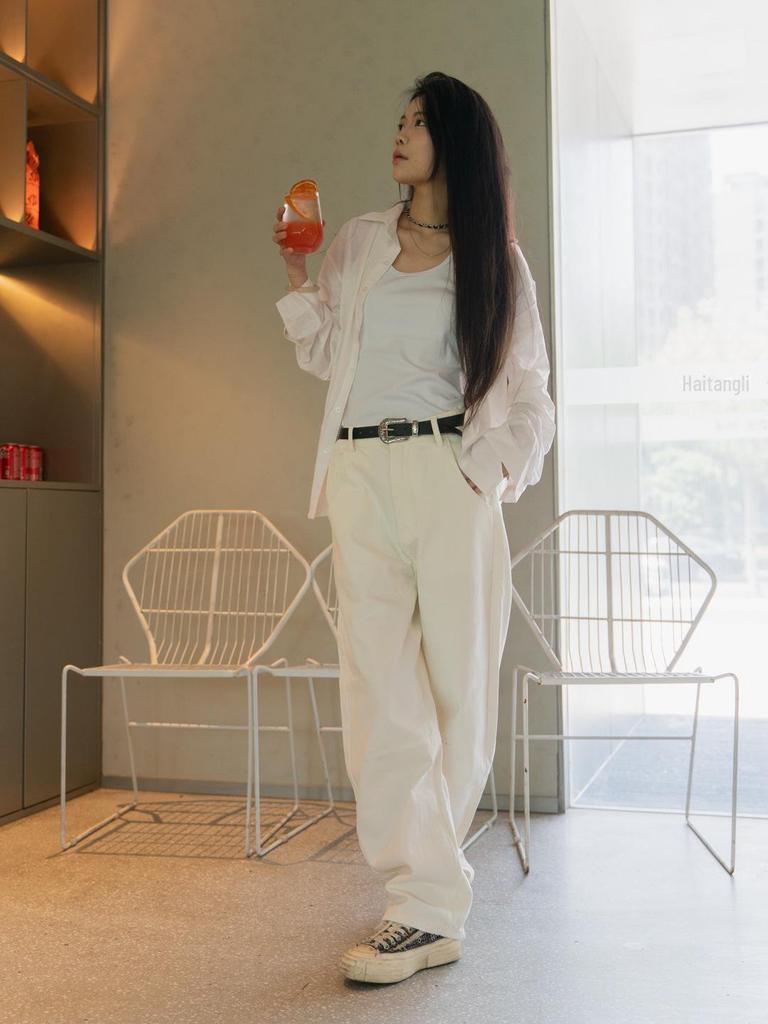 Sickle Women's Wide-Leg Retro White Jeans (Style 3049)