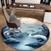 1pc Anime Crane Design Round Carpet Office Chair Mat, Non Slip Rug for Home Decor, Gift, Office, Living Room, Bedroom