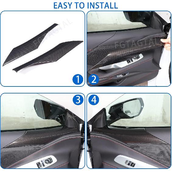 Inner Door A Pillar Lower Panel Trim Cover Compatible with Chevrolet Corvette C8 2020-2026, ABS Inner Door Panel Armrest Cover Trim, Inner Door Panel