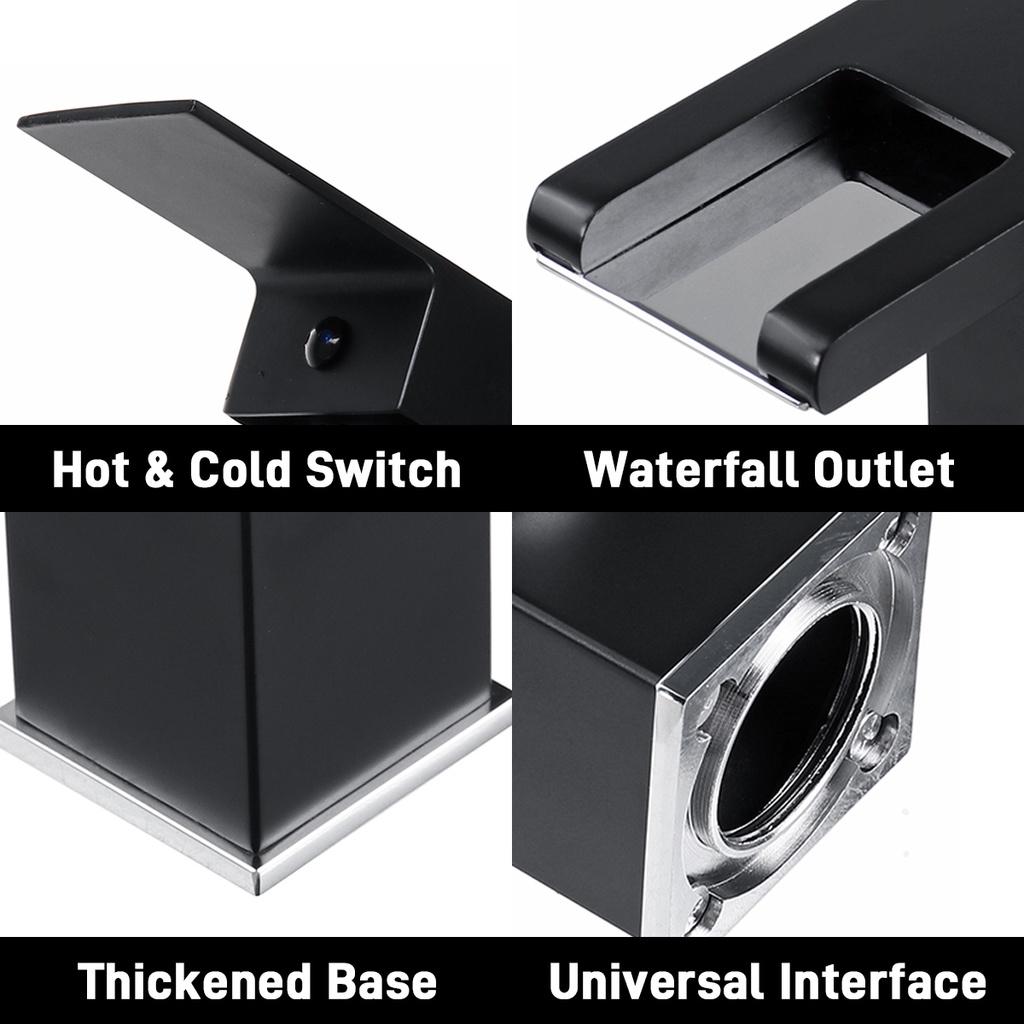 LED Sink Faucet Single Handle Toilet Hot Cold Water Mixer Tap Waterfall Bathroom Basin Faucet RGB Color Bathroom Mixer Tap