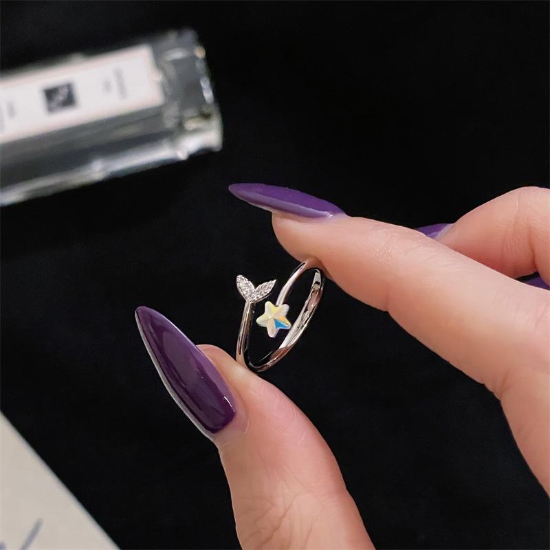 New Light Luxury Zircon Niche Design Sense Unique Opening Ring Women'S Cold Wind Exquisite Fashion Jewelry