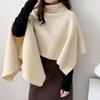 Dongdaemun, Korea 2024 Winter New Irregular Turtleneck Knit Cape Casual Warm Shawl Scarf for Women