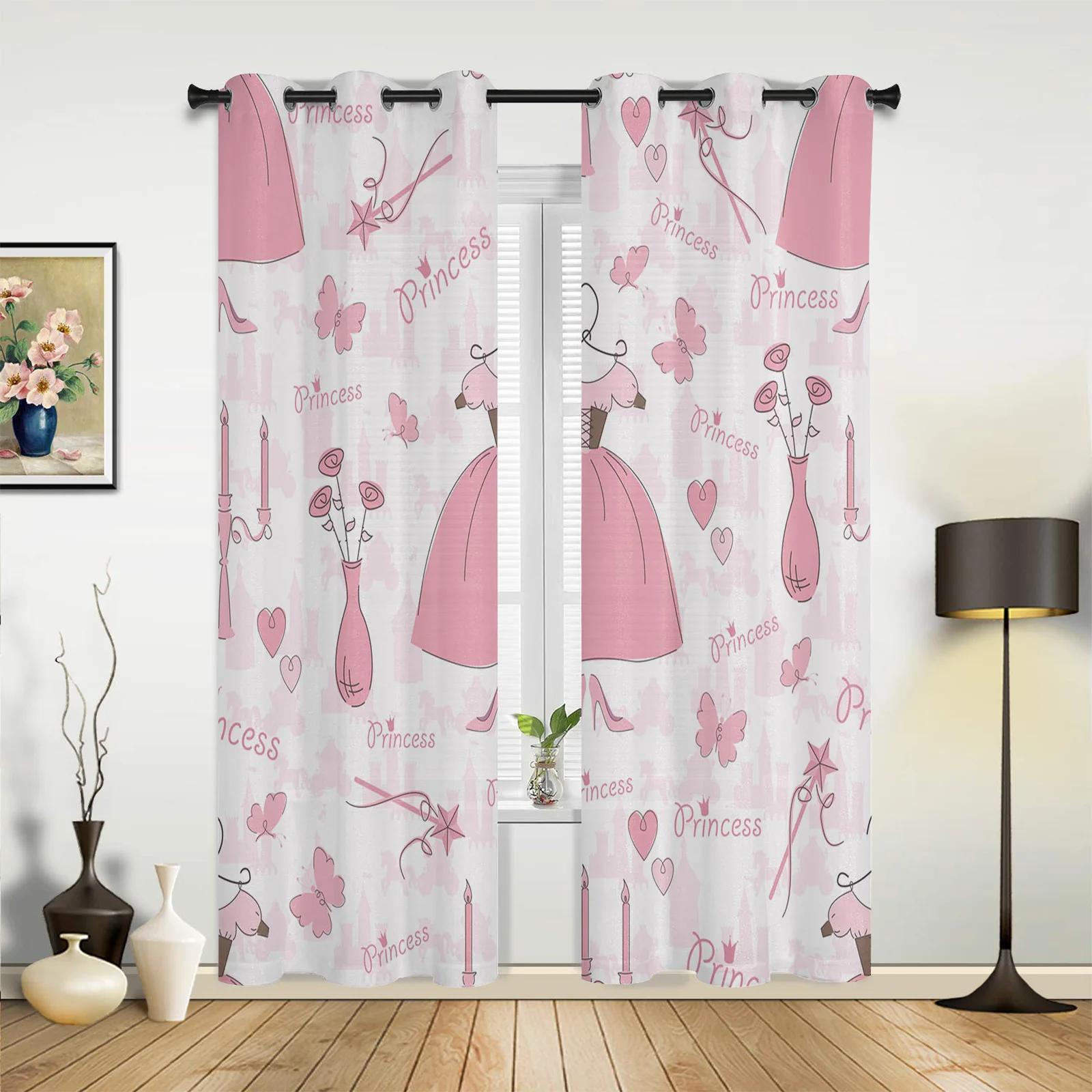 

Ballet Dancer Girl Pink Flower Butterfly Curtains for Bedroom Living Room Drapes Kitchen Children Window Curtain Home Decor 135W x 60H(cm) x1