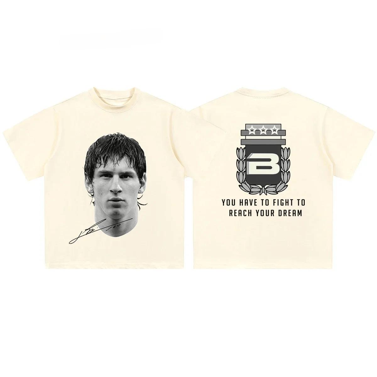 

Soccer Football Superstar Portrait Printed T-Shirt Unisex Cotton Loose Fit Casual Short Sleeve Tee Streetwear Daily Wear Top 4XL