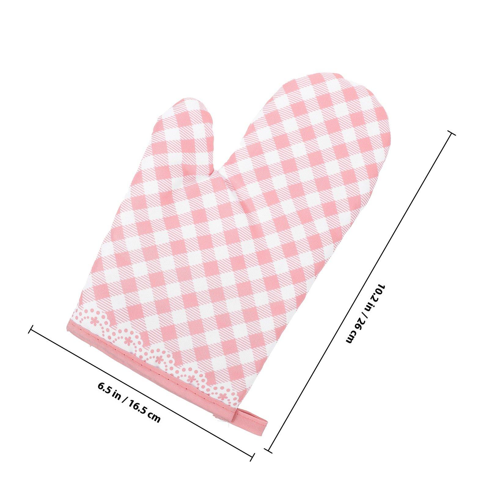 

Heat Resistant Oven Gloves for Baking Grilling Bbq Cooking Microwave Oven Mitts Non Slip Silicone Grip Kitchen Heatproof розовый