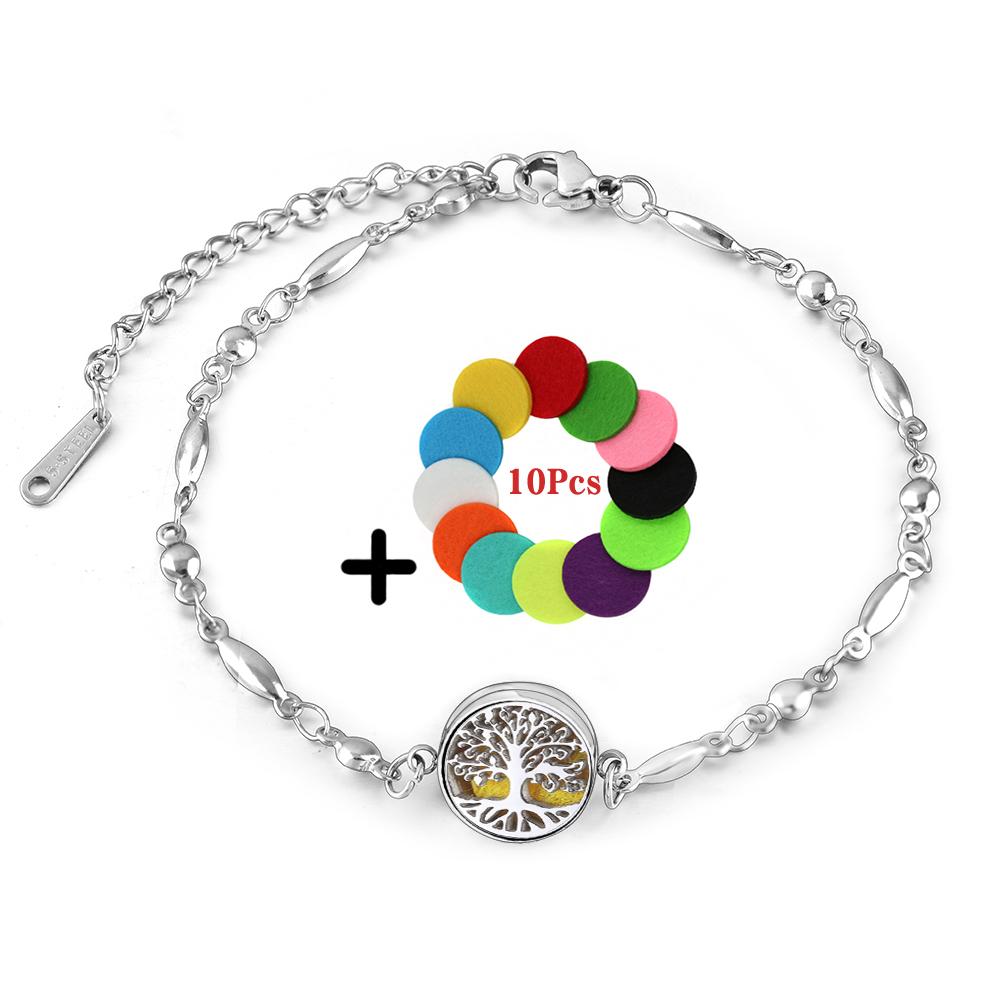 New Aromatherapy Locket Bracelet 12mm Essential Oil Diffuser Perfume Bangles Tree of Life High Quality Stainless Steel Jewelry