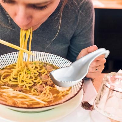 Ramen Terminator Spoon Fork Combo Food-Grade Plastic Ramen Spoon 2-In-1 Noodle Soup Spoon with Fork Asian Ramen Utensil Set for Ramen Wontons Soba