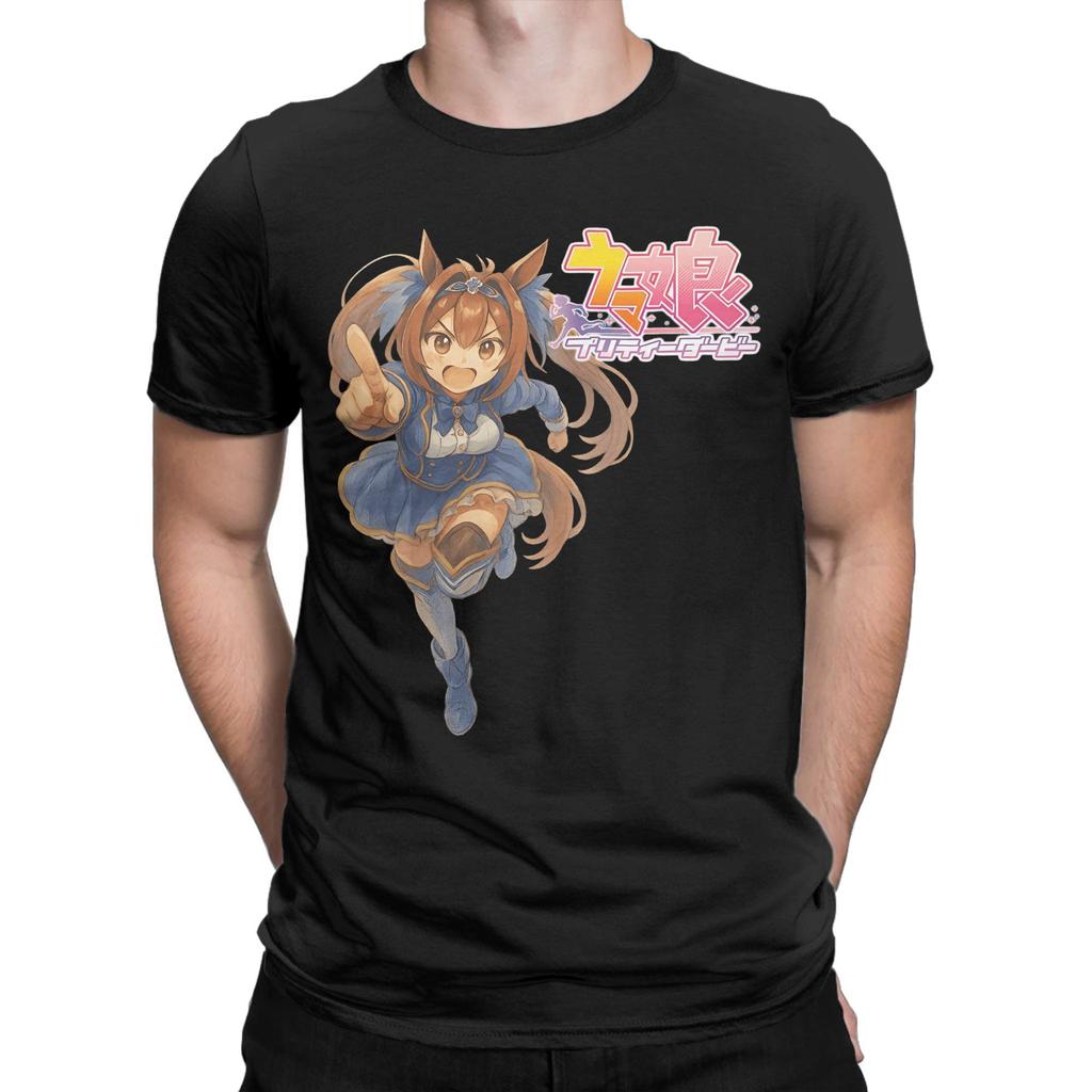 Umamusume Daiwa Anime Men's T Shirts  Vintage Tee Shirt Short Sleeve Crew Neck T-Shirt Cotton Summer Clothing