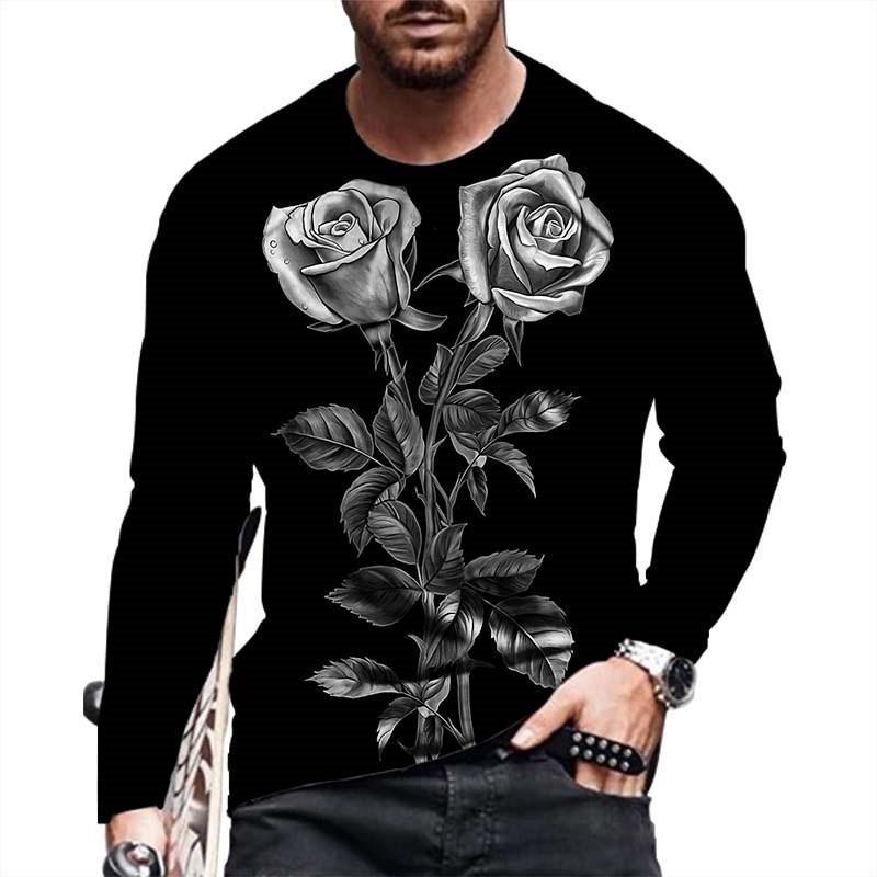 Spring Autumn Men Clothes New Long Sleeve Fashion T Shirt Men Hip Hop 3D Digital Print Sport T Shirt