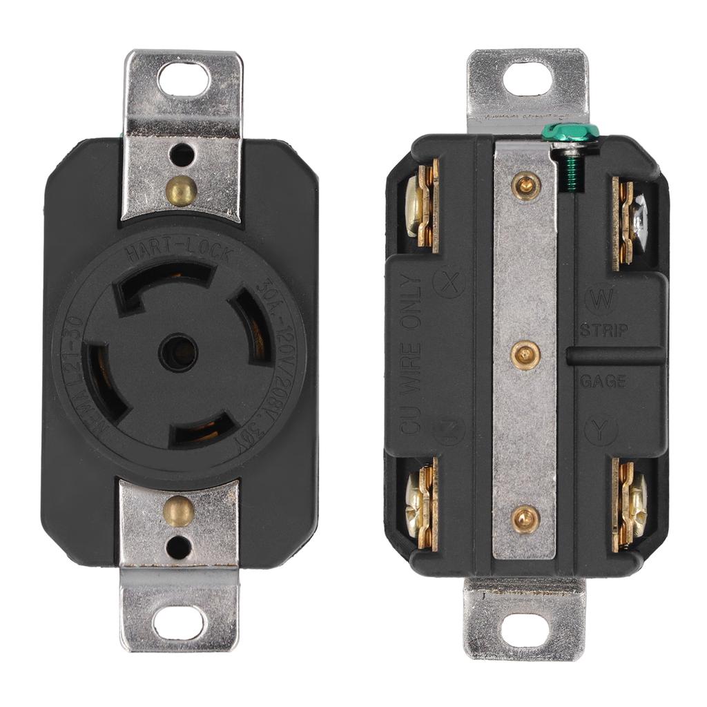 Gniazdo przemysłowe 5 otworów, styki mosiężne, blokowane, gniazdo wyjściowe 30A 120/208V