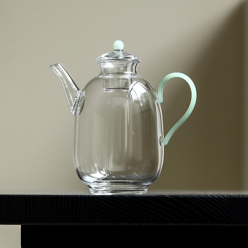 Transparent Glass Cold Water Pot High Boron Silicon Heat-resistant High Temperature Heatable Green Tea Teapot Coffee Pot Teaware