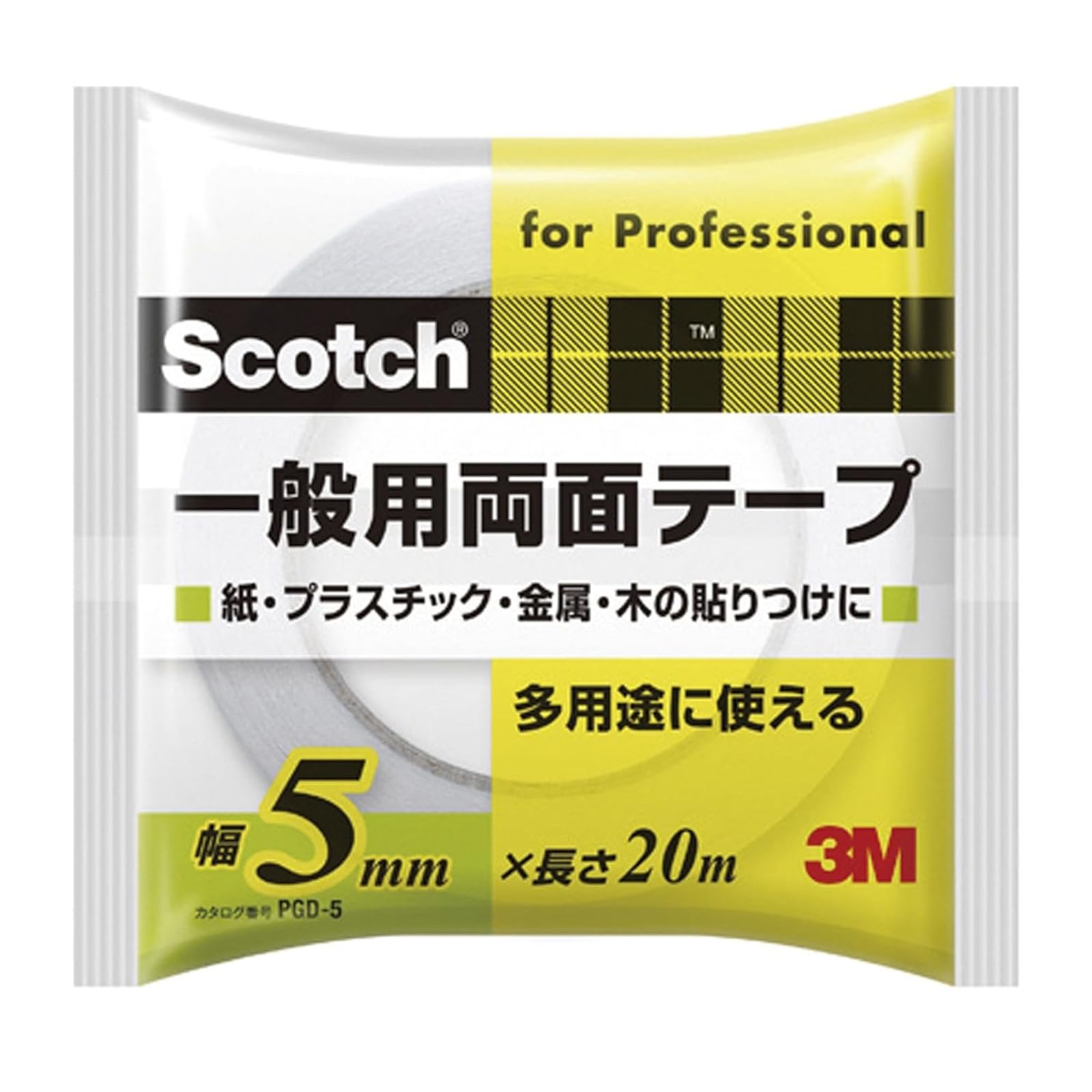 Двусторонняя лента 3M Scotch общего назначения Бумага Пластик Металл Ширина 5mm белый