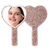 Glitter Rhinestone Makeup Mirror with Long Handle High Clarity Portable Women Vanity Mirror Round Love Heart Square Handheld Cosmetic Mirror