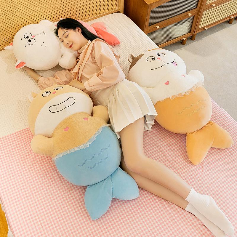 Creative Mermaid Cat Doll Plush Toy Sofa Pillow Funny Rag Doll Children'S Bed Pillow Doll