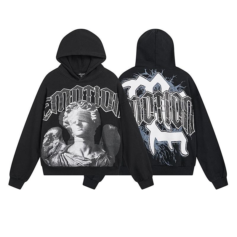 Unisex Rhinestone Zipper Hooded Cardigan & Sweatpants Set with Letter Print.