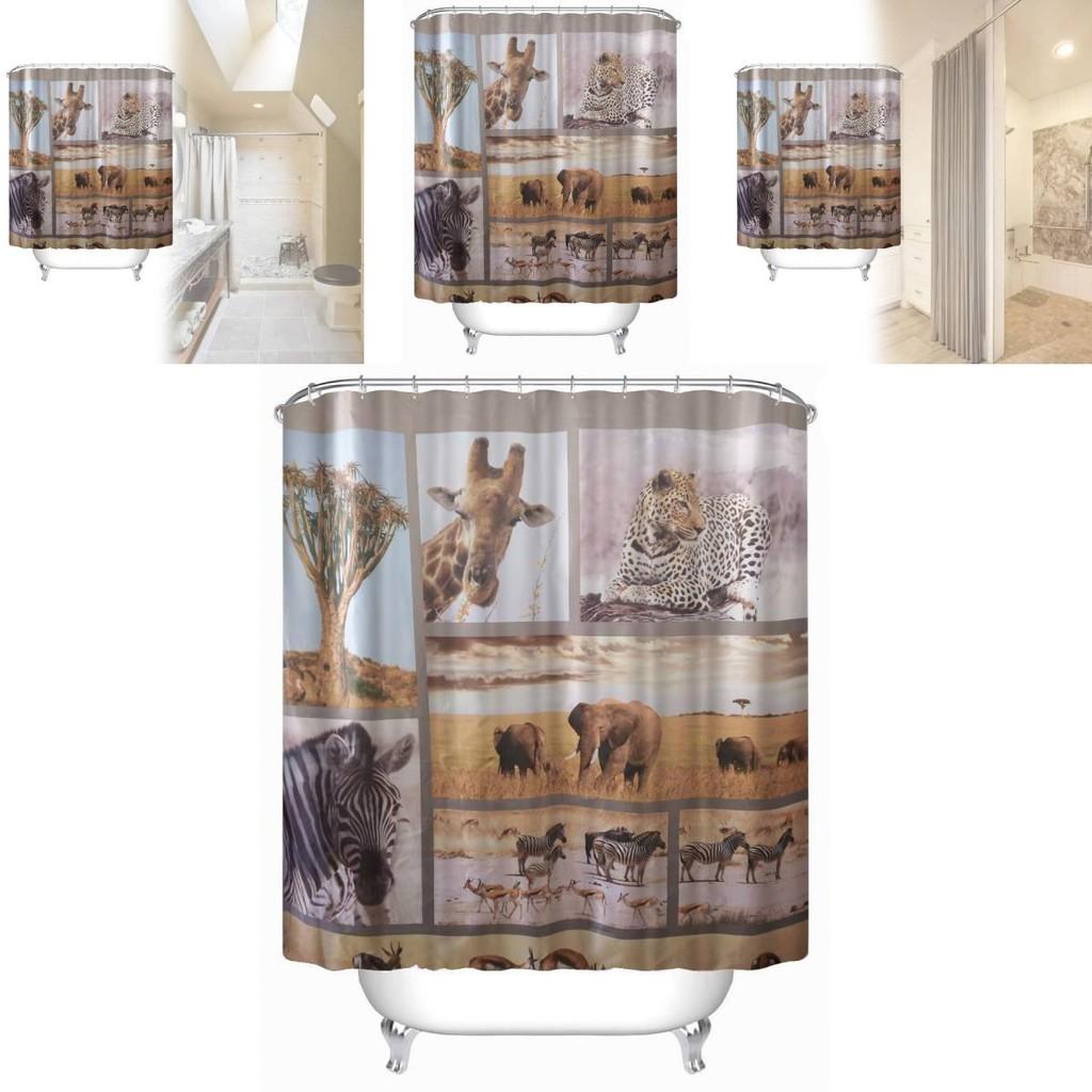 Animal Shower Curtain Peva Waterproof Bathroom Divider For Home Use