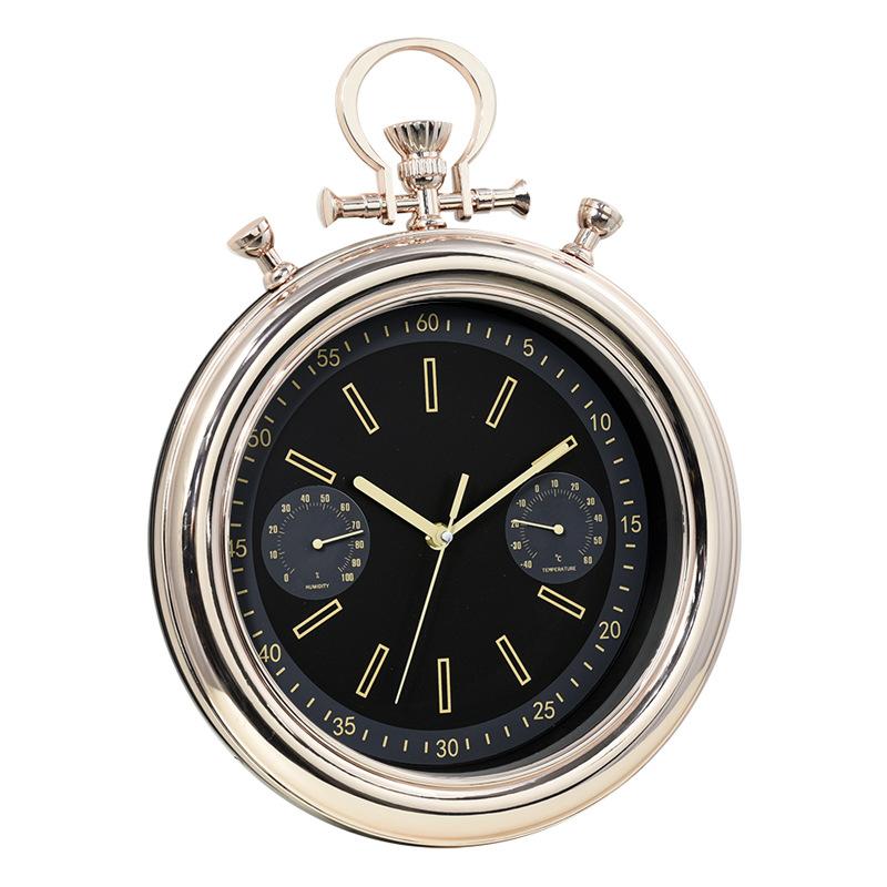 12-inch Imitation Pocket Watch Design with Temperature and Humidity Wall Clock Living Room Clock NATO Style Wall Wall Clock Silent Retro