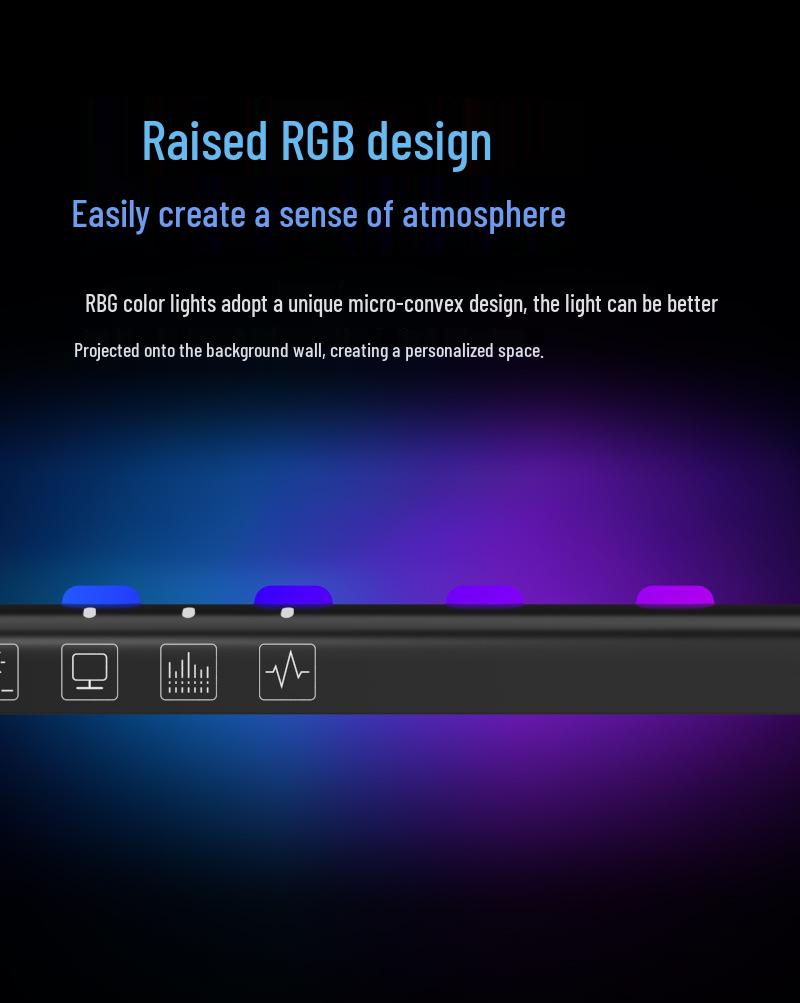 Curved Screen Hanging Lamp with Seven-Color LED, Sound-Reactive Rhythm, and Eye Protection Features.