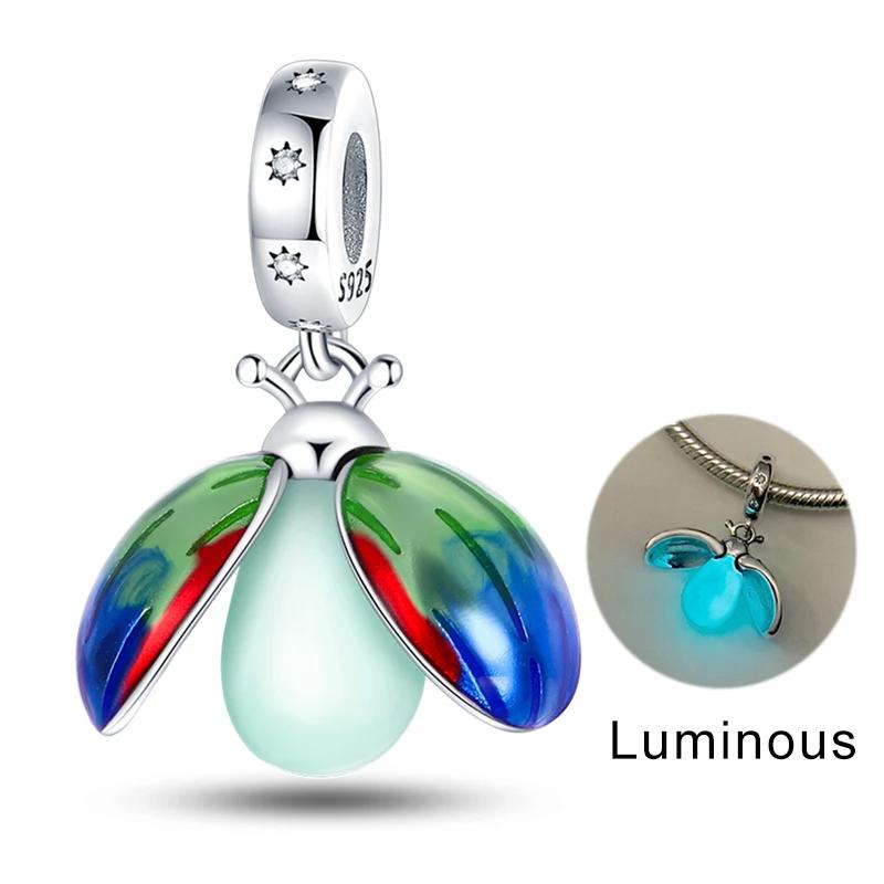 Turtles Whales Chameleon Luminous Firefly Butterfly Heart Fit Pan Charms Copper Original Bracelet For Jewelry Making