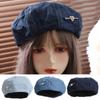 Y2K Love Heart Beret Korean Style Painter Hat Sweet Denim Octagonal Hat  Travel