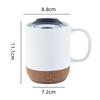 Einfache Keramik-Kaffeetasse mit Korkboden und Deckel, Spritzgeschützt, Hitzebeständig, Matt, Uni-Weiß, Schwarzer Korkboden, Teetasse