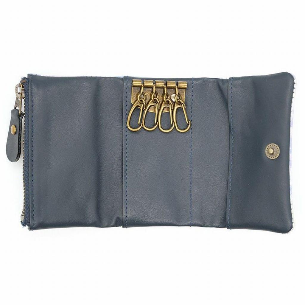 [WACHIFIELD] Dayan the Cat Genuine Leather Key Case with Coin Purse and Border