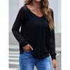 Fall and Winter New Arrival Cut Out Stripes V Neck Long Sleeves T-shirt Female 2024 Fashion Fashion Plus Size Pullover Bottoming Shirt Tops Female