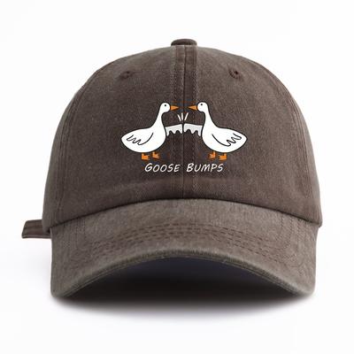 1pc GOOSE BUMP Print Washed Baseball Cap for AdultsMinimalist Retro Style Casual Soft Adjustable Dad Hat Perfect As Gift