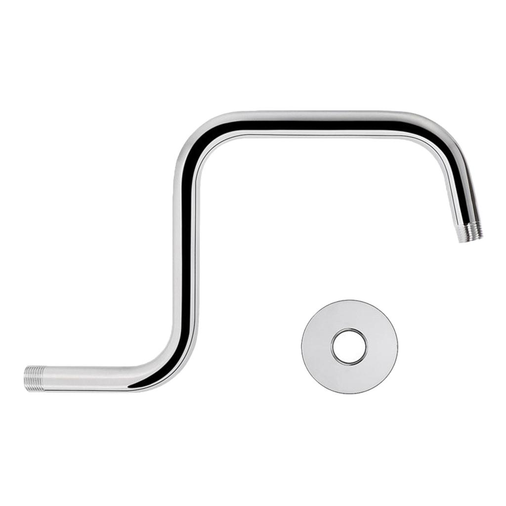 Upgrades Shower Head Extension Arm 13inch Gooseneck Riser with Flange High Rise Showerhead Extension Pipe for Bathroom