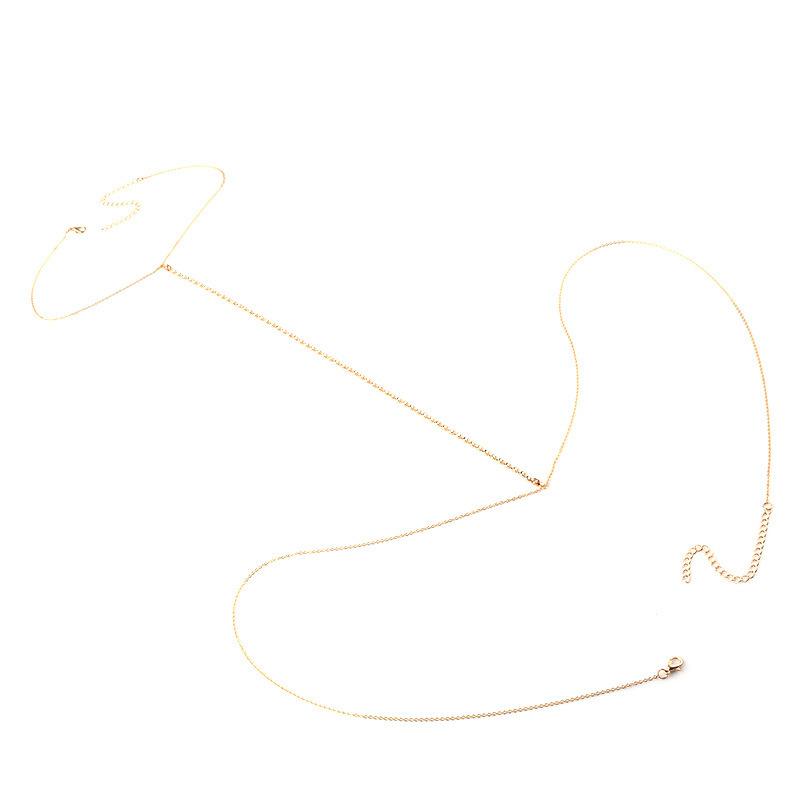 Moda Prosty metalowy naszyjnik wysadzany diamentami Łańcuszek w talii Przesadne spersonalizowane Wakacje na plaży Wypoczynek Łańcuch z pazurami Łańcuchy na ciało Naszyjnik w klatce piersiowej