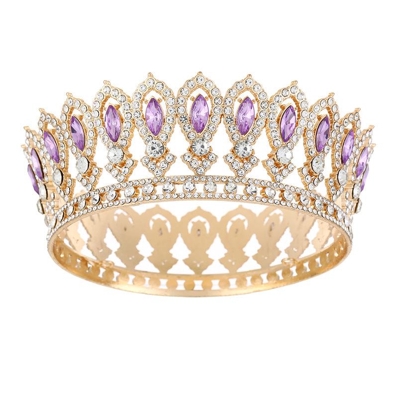 Neuer Barock Legierung Leichter Luxus Haarschmuck Braut Hochzeit Legierung Voll Diamant Krone Vollrunde Krone Schmuck