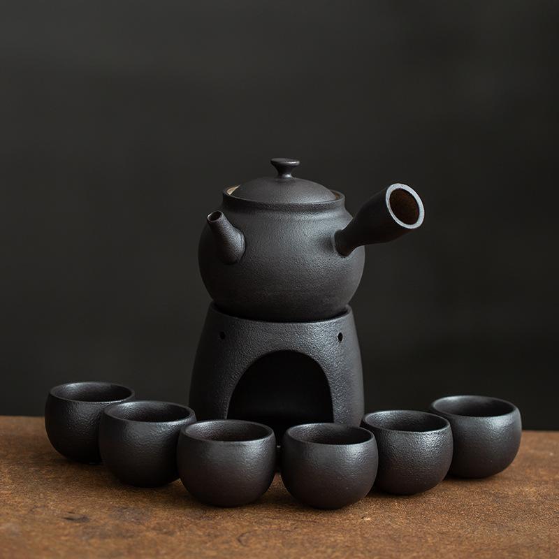 Japanese Style Coarse Pottery Tea-Boiling Stove Alcohol Stove Warm Tea Teapot Warmer Antique Tea Ceremony Kung Fu Tea Set