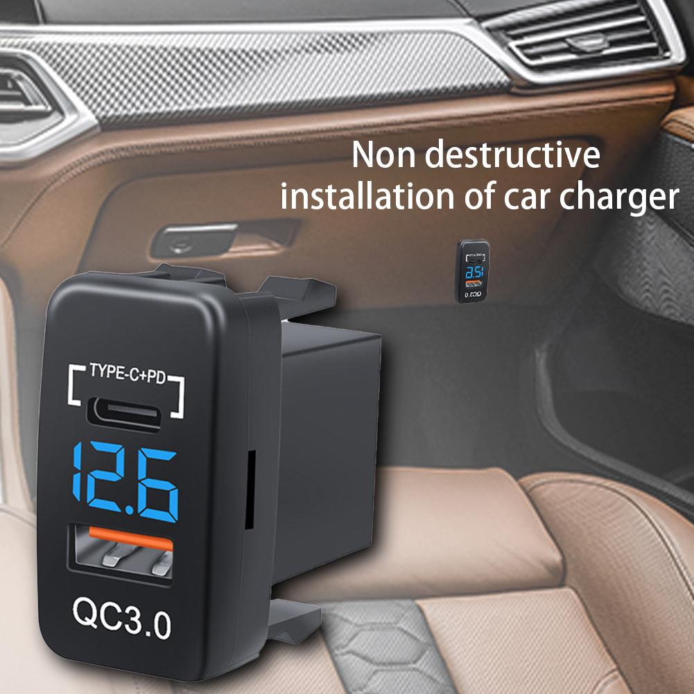 12-24V Auto Mobile Phone Charger Adapter Fast Charging QC3.0 Type C PD Car Socket Charger Dual USB Ports Power Socket Adapter