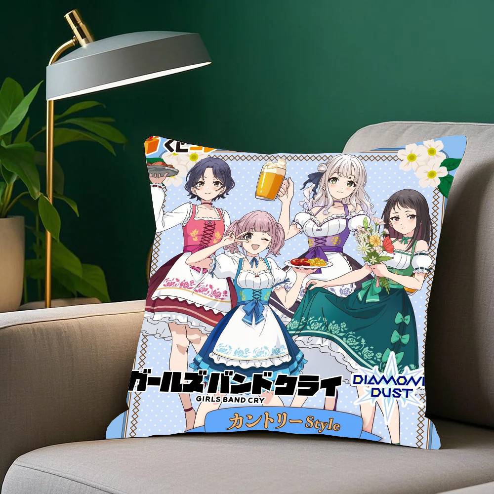 Anime Girls Band Cry Pillow Case Home Decor Throw For Sofa Bed Car Room Decor Gift Idea