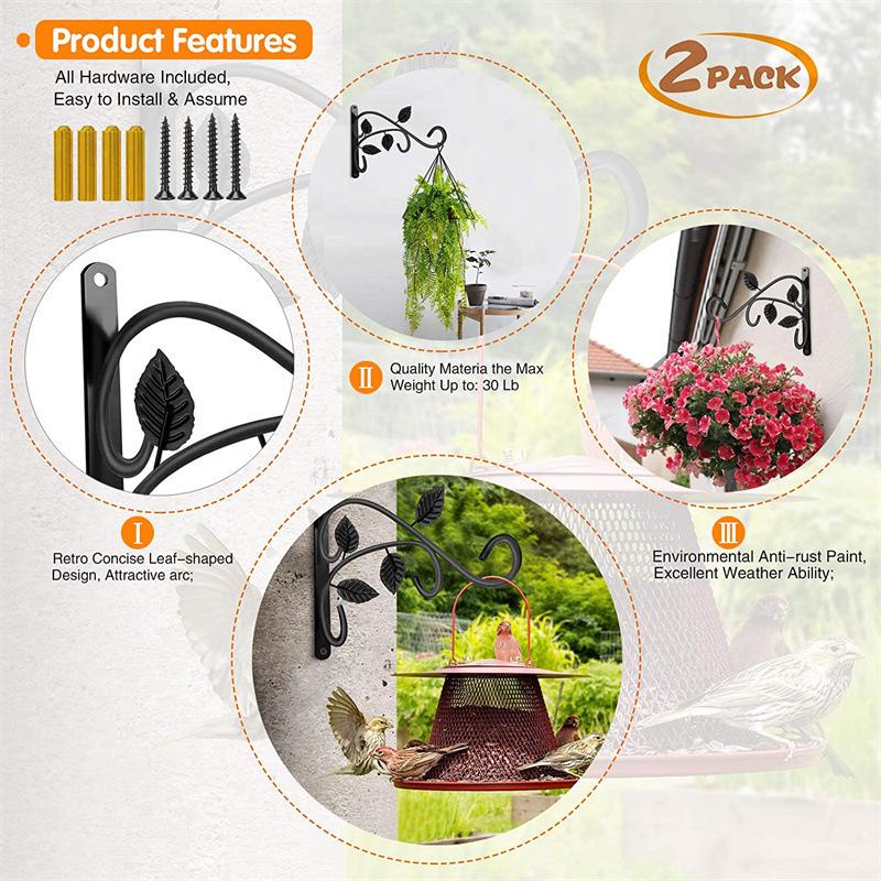 1Pcs Metal Hanging Basket Wall-Mounted Plant Hook Outdoor Garden Lawn Flower Pots Wall Decoration Plant Brackets Home Wall Decor