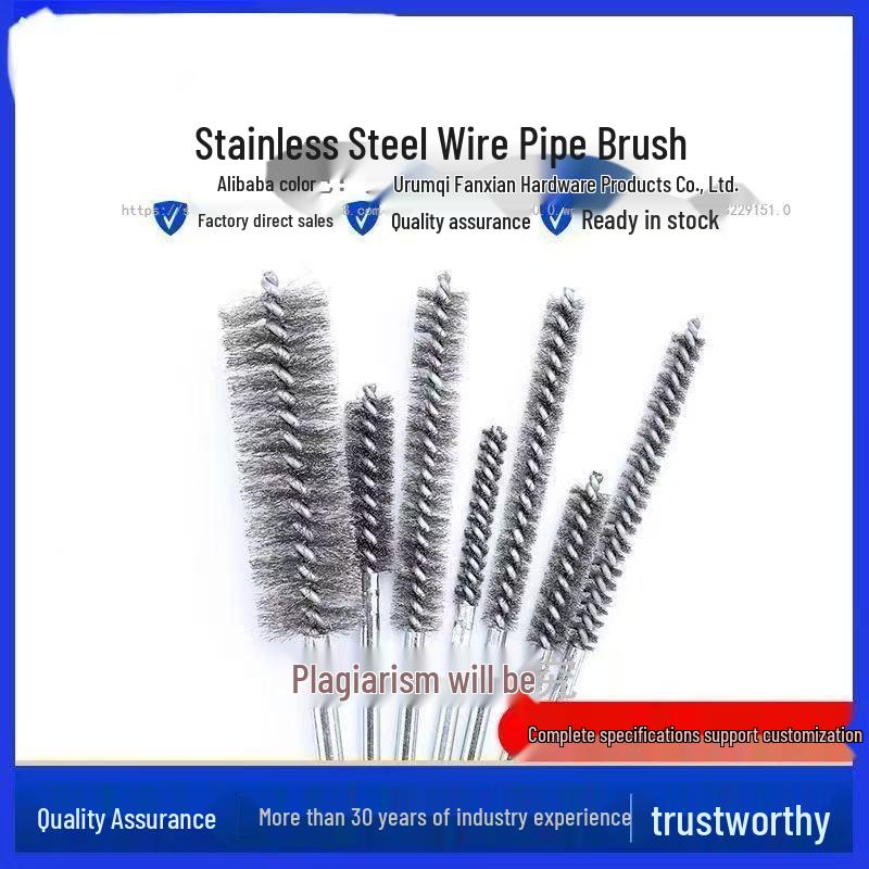 Stainless Steel Pipe Brush with Handle for Deburring, Rust Removal, Polishing, and Cleaning In Extended Inner Holes.