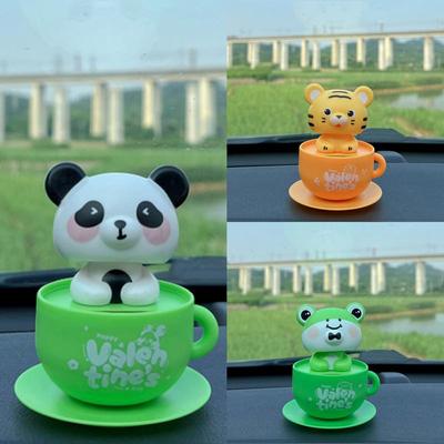 Car Bobble Head Dashboard Car Dash Decorations Solar-Powered Shaking Head Doll Animal Ornament For Women Men Inside Home Desktop