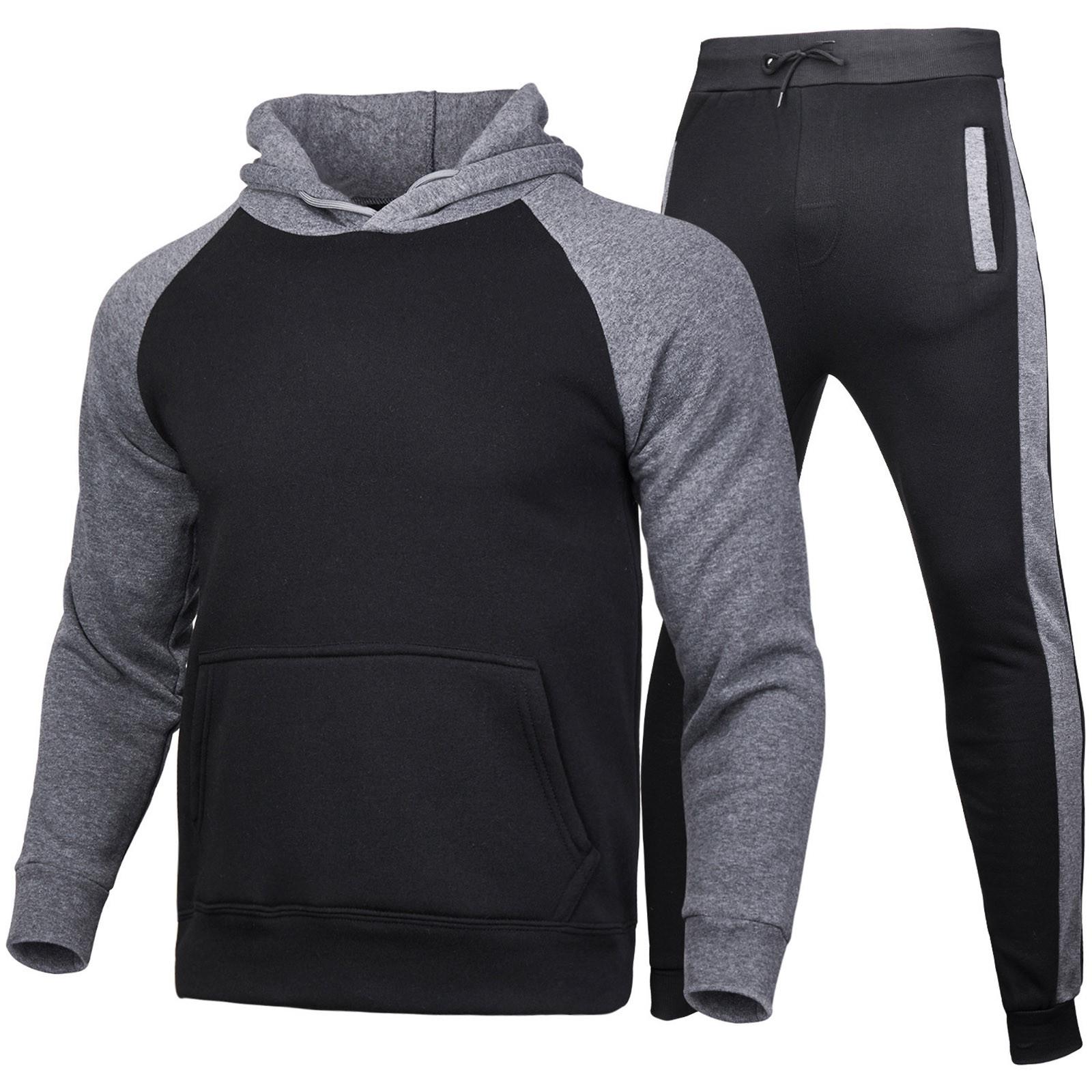 

Men s Tracksuit Hooded Hoodie Set 2 Pieces Sporting Male Fitness Plush Sweatshirts Pants Sets XXL