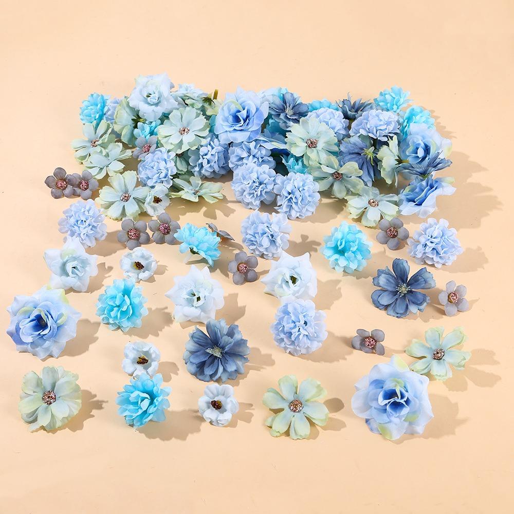 50Pcs New Multicolor Faux Flower Heads DIY Silk Artificial Flowers Heads Fake Peony Daisy Rose Flowers Home Decoration