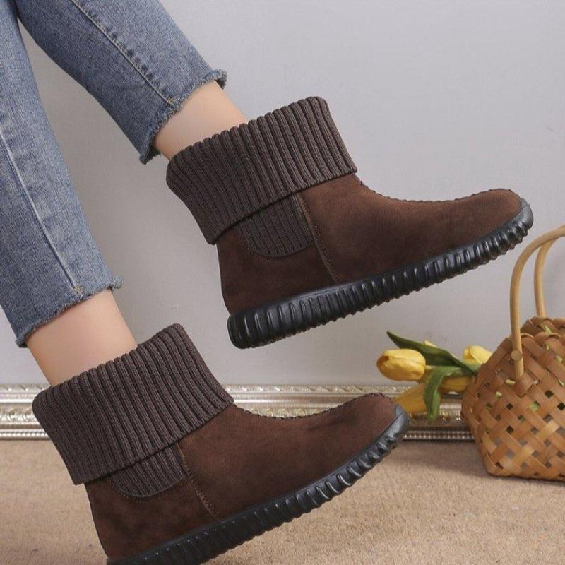 Snow Boots, Fashionable Shoes, Fleece and Thickened, Warm and Fashionable Flat Short Boots for Women