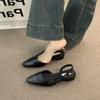 Low-heeled bag head sandals female gentle evening nude pointed lady thick heel empty temperament single shoes