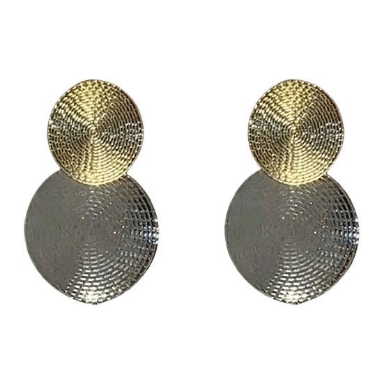 1 Pair Large Double Round Disc Dangle Drop Earrings, Minimalist Geometric Big Circle Earrings, Statement Jewelry Gifts
