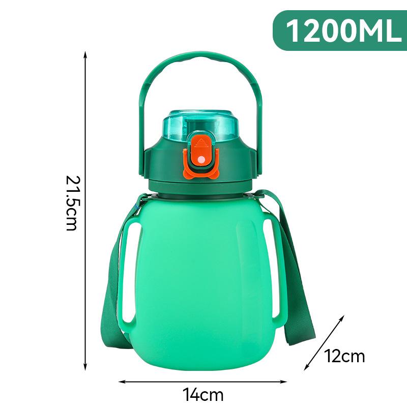 

Уличная складная чашка из силикагеля, спортивный дорожный пищевой чайник, телескопическая чашка для воды, большая емкость, большая чашка для живота 1200ml зелёный