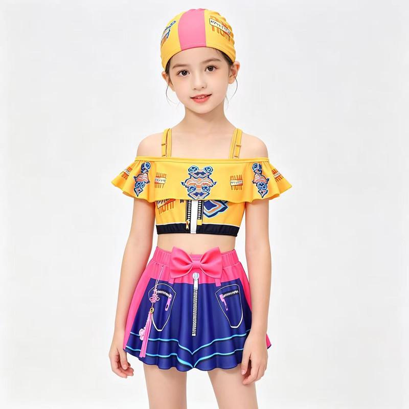 Nuovo Costume da Bagno Due Pezzi con Spalline per Bambina Set Gruppo di Ragazze Cosplay