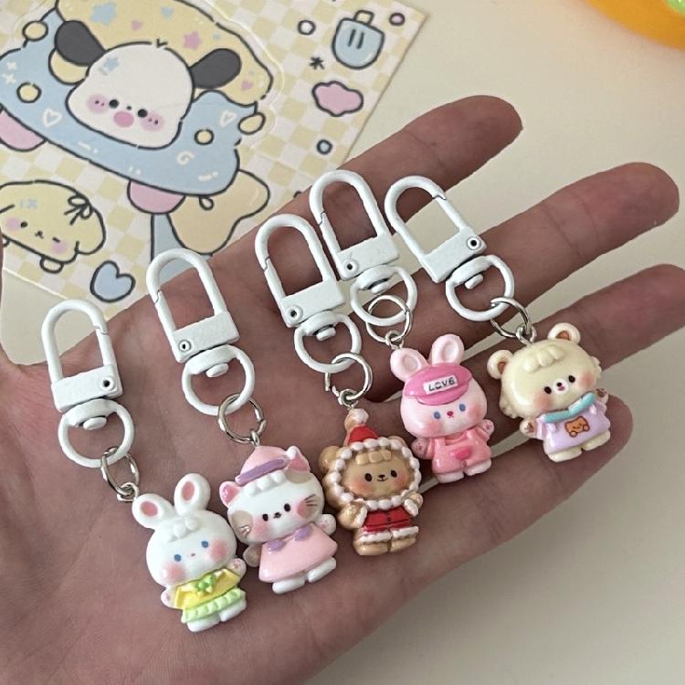 Lovely Pet Shaped Keychain For Couples Gift Resin Accessory Mini Key Ring Her Birthday Present Bag Pendant